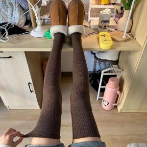 Thickened Fleece Winter Warm Long Tube Socks over Knee Maternity Knee Protector Slimming Boot Socks Womens Home Comfort Stockings