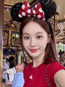 Minnie Sequin Hairband Red Polka Dot Butterfly Knot Cute Photo Park Costume Hair Clip Womens Fashion Accessories Hair Decorations