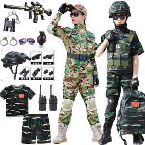 Camouflage Outfit Set for Kids Outdoor Physical Training Uniform Boys Girls Performance Costume Summer Camo Suit Ensemble