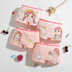 Cartoon Children Underwear Cotton Safety Pants Little Girl Purple Pink Student Panties for Girls 1-12 Years Developmental Period