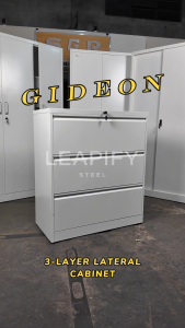 GIDEON | 3-Drawer Lateral Steel File Cabinet by Leapify Steel- Modern Design and Matte White Color