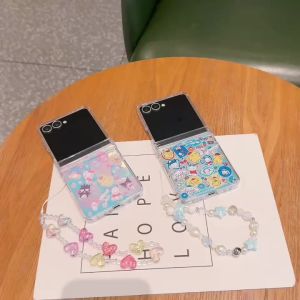 Sanrio | Ốp Điện Thoại Gấp Hình Hoạt Hình HelloKitty Dễ Thương Cho Samsung Z Flip8/7/FE/6/5 Vỏ Bảo Vệ Chống Sốc Có Dây Đeo Silicon Kawaii