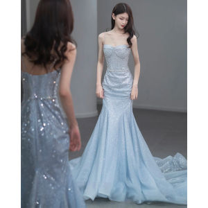 French Style Strap Evening Gown