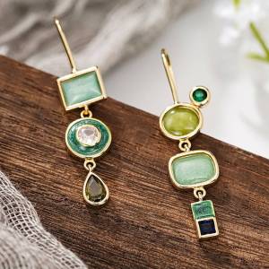 Huitan Fresh Style Women Bohemia Drop Earrings for Daily Party Elegant Charming Accessories Inlaid Shiny CZ Geometric Jewelry