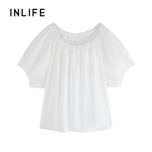 INLIFE | Off-Shoulder Puff Sleeves Cotton Floral Shirt
