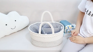 OutingSG-Foldable Diaper Bags Storage Bag Organizer Cotton Rope Woven Removable Dividers Mummy Bag