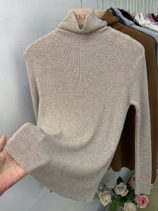 เสื้อสเวตเตอร์ถักคอสูงแขนยาวผู้หญิง เสื้อคลุมด้านในทรงสลิมฟิต อบอุ่น น้ำหนักเบา ด้ายผ้าถัก