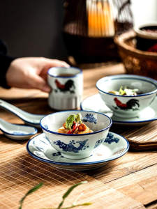 Elegant Traditional Chinese Style Dinnerware Set Bowl Plate Home Use High End Table Setting Ceramic Kitchen Cooking Utensils