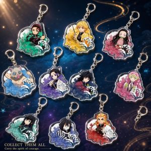 Bandai | Demon Slayer Anime Acrylic Keychain Creative Pendant Charm Campus Cartoon Series Wholesale Custom Gift Decorative Figure