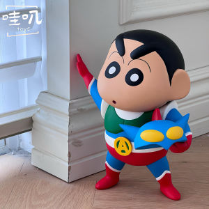 Dynamic Superhero Cartoon Figure Model Toy Desk Decoration Gift Crayon Shinchan Salted Egg Superhero Collectible Item