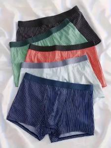 5PCS Mens Underwear Soft and Comfortable Boxer Briefs Casual Mens Striped Boxer Briefs
