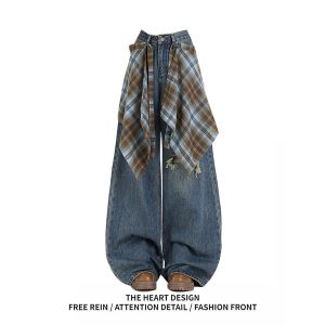 Quần Jeans Ống Rộng Cạp Cao Cho Nữ Quần Jeans Denim Ống Rộng Rộng Có Nút Cài Tháo Lại Quần Jeans Denim Thường Ngày Cho Nữ