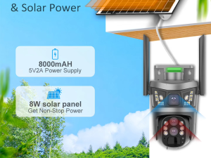 Solar CCTV Camera Powered 4G V380 Pro Dual Lens Camera PIR Human Detection Night Vision Waterproof