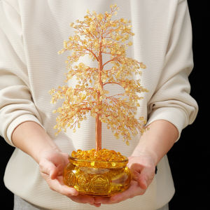 Natural crystal fortune tree ornament citrine fortune tree cornucopia cash tree home gift New Years ornament