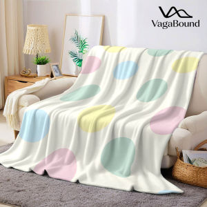Macaron Dots Flannel Blanket Warm Soft Halloween Christmas Decorative Couch Warm Cozy All-Season Gift