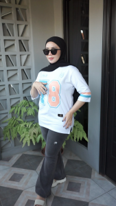 Atasan Kaos Oversize Lengan 3/4 FST Bahan Katun Kombet 20s Blus Jumbo REALPICT