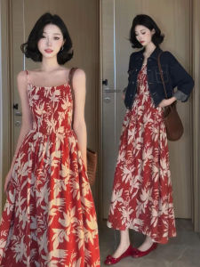 Homecore | French Style Red Floral Halter Dress