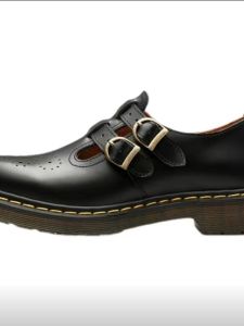 Marys Single Shoe Double Buckle Strap Dr. Martins College Style Versatile Platform Deep Sole Round Toe Carved Shoe for Women