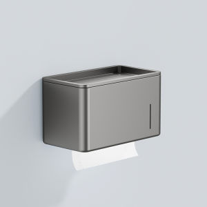 Bathroom Wall-Mounted Tissue Box Holder Toilet Paper Roll Dispenser No-Punching Required Storage Shelf for Home Use