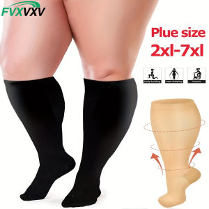 1Pair Plus Size Compression Socks for Women & Men 20-30 MmHg Extra Wide Calf Knee High Stockings for Circulation Support