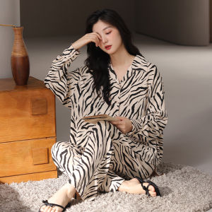 MiiOW | Áo ngủ cotton nguyên chất cho nữ Áo len cardigan dài tay thoải mái mặc ở nhà Bộ đồ ngủ mùa thu đông MiiOW Phong cách đơn giản