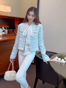 Blazer Wanita Korean Style Bahan Tweed