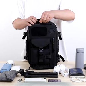 OZUKO Multi Pockets Men Chest Bag Outdoor Waterproof Large Capacity Sling Beg Silang Shoulder Lightweight Travel Daypack