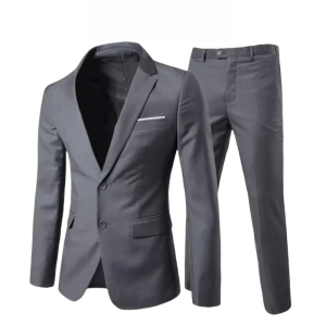 Mens 2-Piece Slim Fit Suit Set - Modern Wedding & Business Blazer & Pants Formal Office Attire Custom Tuxedo for Groomsmen