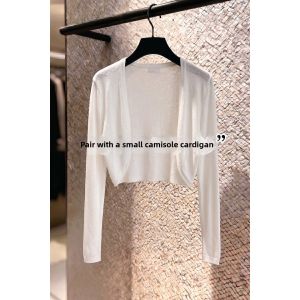 V.C.I | Minimalist Sun Protection Blouse Linen Look Ice Silk Knitted White