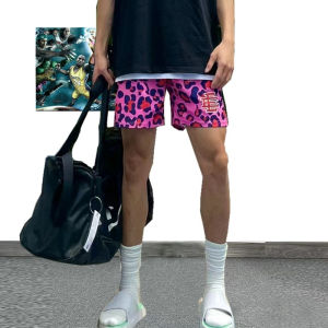 Summer 2024 New Arrival EE Pink Basketball Shorts Full Printed Leopard Beach Pants American Street Sports Short-Length Pants Men and Women