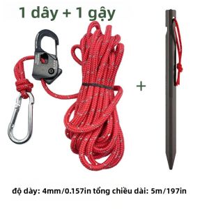 Dây Điều Chỉnh Lều 5m Khóa Phản Quang Dây Buộc Mái Hiên Dây Buộc Gió Dây Buộc Bằng Nhôm Dụng Cụ Siết Chặt Dùng Cho Lều 1-2 Người