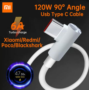 Xiaomi Original 120W USB-C Turbo Charge Cable | L-Shaped 90 Degree 6A Fast Charging for Mi 12 Pro 12S Ultra Poco F4 GT Redmi K50 Black Shark