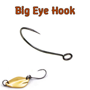 30PCS Big Eye Fishing Hooks High Carbon Steel Barbed Lure Hooks for Fly FishingSpoon LureStream Spinner Hook with Pipe Handle