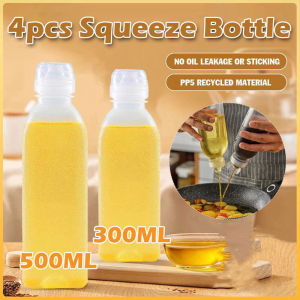 【BUY1 TAKE 3】 300/500ML Oil Bottle Plastic Condiment Squeeze Bottles Kitchen Ketchup Salad Olive Oil Bottles Leak-Proof Plastic Oil Dispenser Bottle with Squeeze Press - High Temperature Resistant Kitchen Condiment Bottle Oil Bottle Plastic
