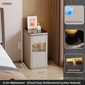 Modern Minimalist Italian Style Bedside Table Small Size Bedroom Storage Cabinet Home Furniture Density Board Fiber Board