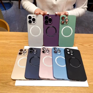 Hard Case Ultra Slim Glossy Magnetik Support Magsafe Wireless Charging Phone Case Silikon With Ring Lensa Kamera Kompatibel Untuk Iphone 13 13 Pro 13 Pro Max 14 14 Plus 14 Pro 14 Pro Max 15 15 Plus 15 Pro 15 Pro Max