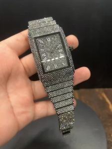 Famous Original Brand Designer Watches For Men Hip Hop Diamond Golden Rectangular Date Quartz Watch Montres De Marque De Luxe