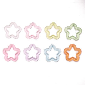 20Pcs 30mm Acrylic Transparent Colorful Pentagram Beads Star Charms for Jewelry Making DIY Bracelet Keychain Phone Chain Accessories