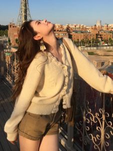 YUFUQING | French Style V-Neck Knitted Open Cardigan Womens Short Coat Autumn Early Season New Arrival High-End Versatile Personality