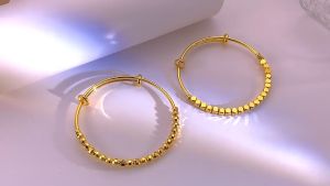 Original 18k Saudi Gold Pawnable Beaded Push Pull Bracelet for Women