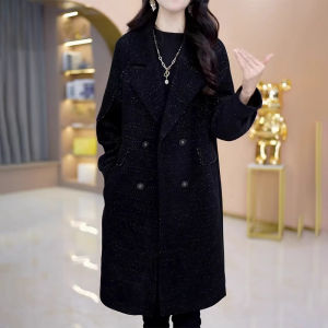 MAIMEI | Hangzhou Yitaf Womens Coat 2025 Spring Autumn Brand Mid-Length Premium Woolen Overcoat Korean Style Loose Fit Long Sleeve