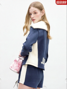 Juicy Couture | Padded Thickened Indigo Collar Color Block Slim Jacket