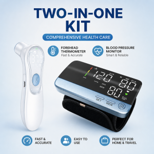 JINGLANG | ALL In One Rechargeable Upper Arm Blood Pressure Monitor Ear Forehead Infrared Thermometer BP Temperature Measure For Family