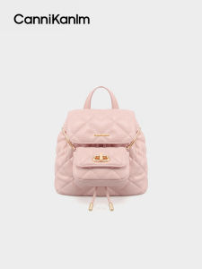 CanniKanlm Womens Large Capacity Commuter Backpack Fashionable Diamond Pattern British Style Soft Handle Magnetic Buckle