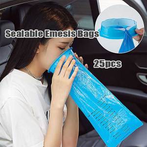 25Pcs Vomit Bag Disposable Sealable Emesis Bags For Travelling Car Airplane Motion Sickness Nausea
