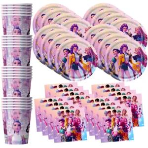 KAYOU | Bộ 60 Món Đồ Dùng Tiệc Dùng Một Lần Chủ Đề Nhóm Nhạc Nữ Kpop Gồm Đĩa Giấy Cốc Giấy Khăn Giấy Hoạt Hình Dành Cho Sinh Nhật Trẻ Em Tiệc Chào Đón Em Bé