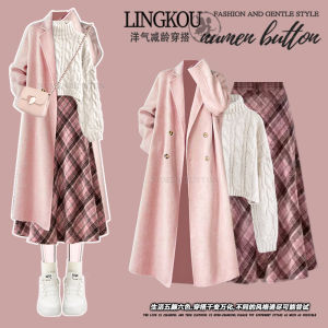 Large Size Winter Fashion Knitted Sweater High Waist Mini Skirt Set Womens Twist Knitwear Korean Style Outerwear Ensemble