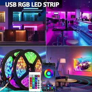 1-30M USB 5V LED Strip Lights With Bluetooth 24Keys Remote Control RGB Flexible Lamp Tape For Room Decoration TV Backlight Diode