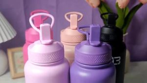 LINBAI Flask Straw Lid Sip Tumbler Replacement Cover Flip Cup Lid with Handle Silicone Boot Portable Tumbler Accessories