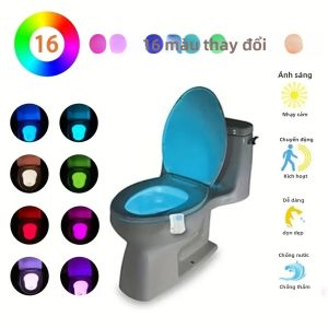 Cảm Biến Chuyển Động Thông Minh Đèn Ngủ LED RGB 8 Màu Chống Nước Ghế Vệ Sinh Đèn Trang Trí Cảm Biến PIR WC Chiếu Sáng Xung Quanh